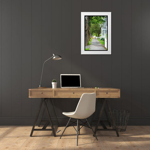 Country Town Sidewalk White Modern Wood Framed Art Print by Foschino, Suzanne