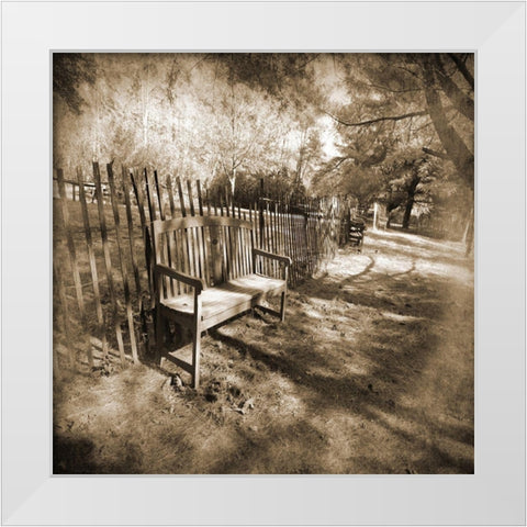 Park Bench White Modern Wood Framed Art Print by Foschino, Suzanne