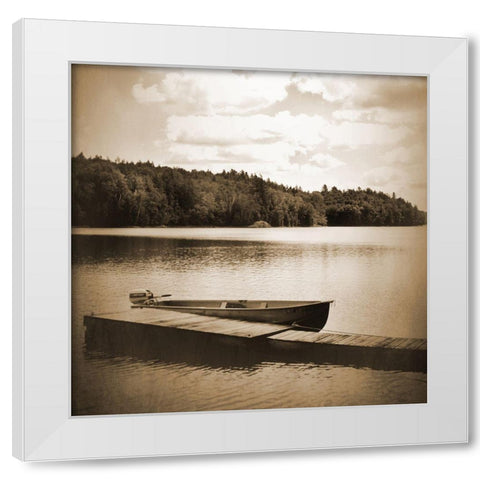 Boat Dock Sepia White Modern Wood Framed Art Print by Foschino, Suzanne