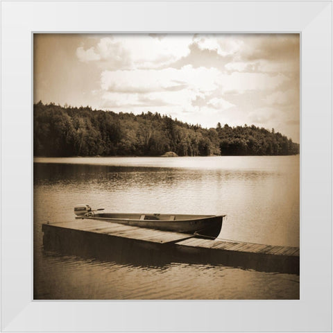 Boat Dock Sepia White Modern Wood Framed Art Print by Foschino, Suzanne