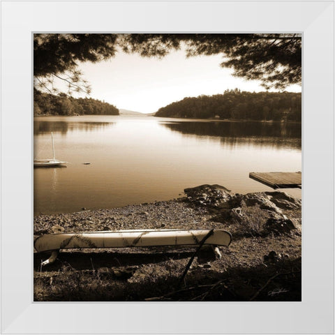 Canoe on Shore sepia White Modern Wood Framed Art Print by Foschino, Suzanne