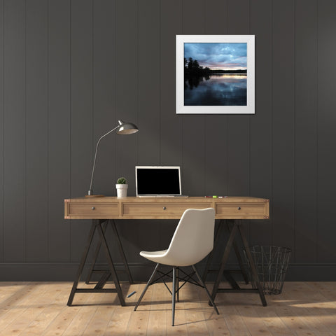 Sunset Lake Pink 1 White Modern Wood Framed Art Print by Foschino, Suzanne