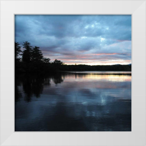 Sunset Lake Pink 1 White Modern Wood Framed Art Print by Foschino, Suzanne