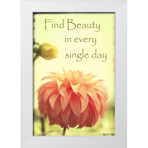 Orange Puff Dahlia Bud White Modern Wood Framed Art Print by Foschino, Suzanne