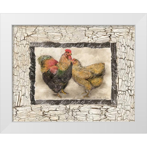 Fowl Play III White Modern Wood Framed Art Print by Olson, Charlene