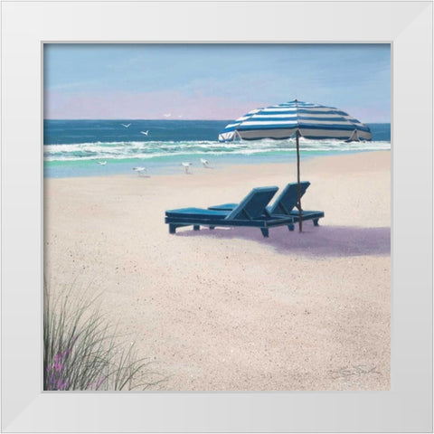 Beach Umbrella White Modern Wood Framed Art Print by Seslar, Lin