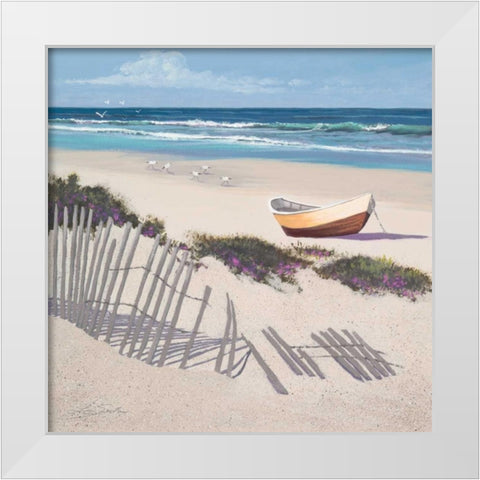 Receding Surf White Modern Wood Framed Art Print by Seslar, Lin
