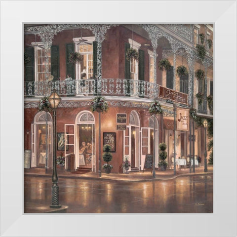 Jazz du Jour White Modern Wood Framed Art Print by Brown, Betsy