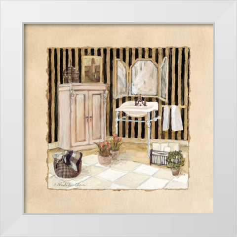 Vintage Bath I White Modern Wood Framed Art Print by Olson, Charlene