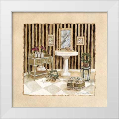 Vintage Bath IV White Modern Wood Framed Art Print by Olson, Charlene