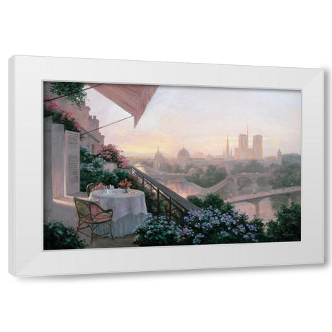 Dinner For Two White Modern Wood Framed Art Print by Kieffer, Christa