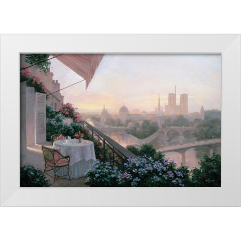 Dinner For Two White Modern Wood Framed Art Print by Kieffer, Christa