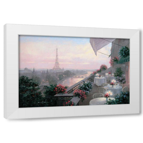 Dinner on Terrace White Modern Wood Framed Art Print by Kieffer, Christa