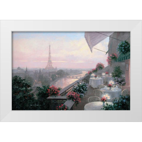 Dinner on Terrace White Modern Wood Framed Art Print by Kieffer, Christa
