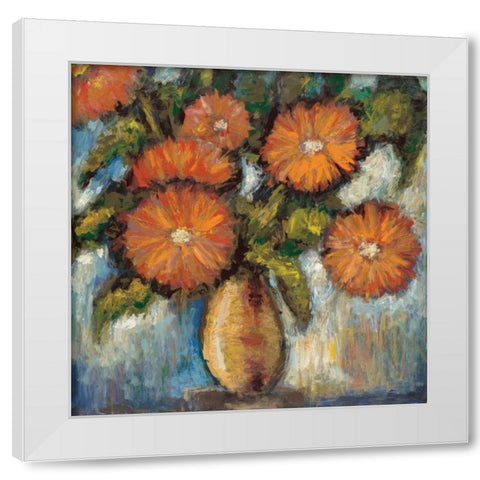 Orange Poppies I White Modern Wood Framed Art Print by Tina