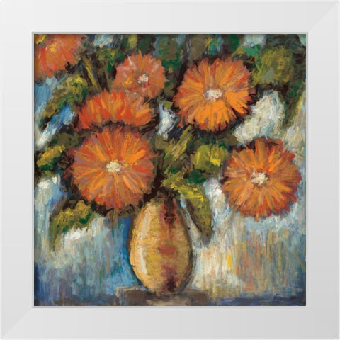 Orange Poppies I White Modern Wood Framed Art Print by Tina