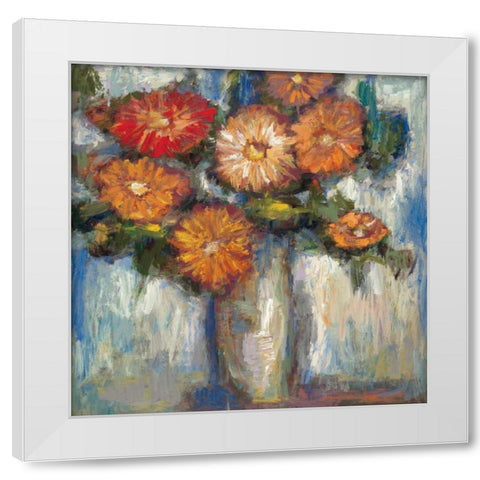 Orange Poppies II White Modern Wood Framed Art Print by Tina