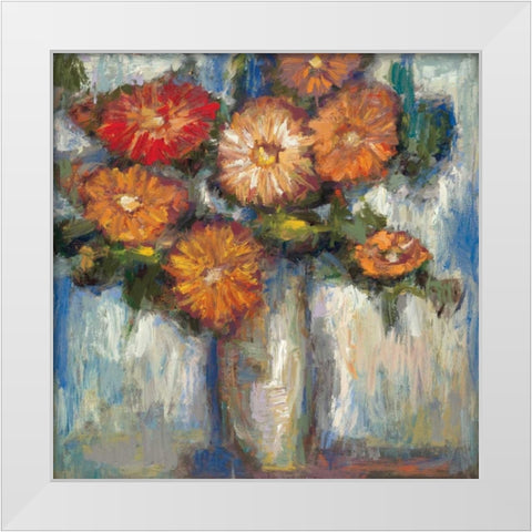 Orange Poppies II White Modern Wood Framed Art Print by Tina