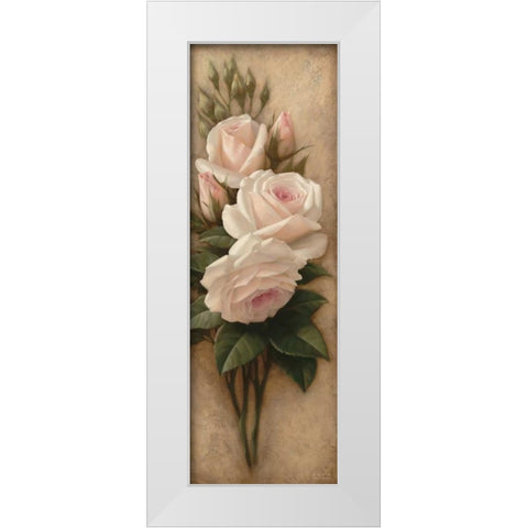 Pink Petals I White Modern Wood Framed Art Print by Levashov, Igor