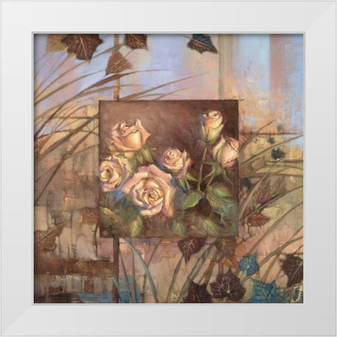 Golden Rose White Modern Wood Framed Art Print by Mathenia, Paul