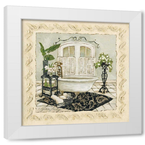 Serenity Bath I White Modern Wood Framed Art Print by Olson, Charlene