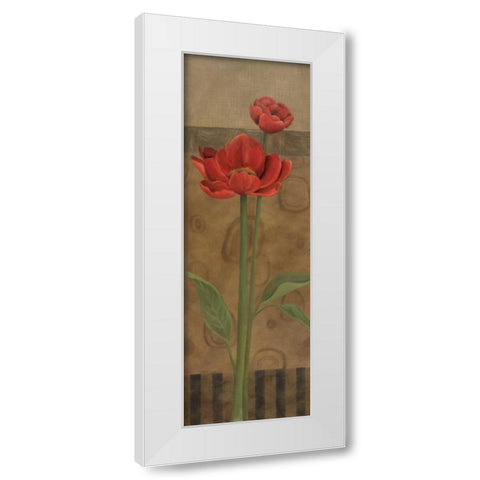 Geometric Poppy I White Modern Wood Framed Art Print by Robinson, Carol