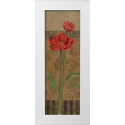 Geometric Poppy I White Modern Wood Framed Art Print by Robinson, Carol