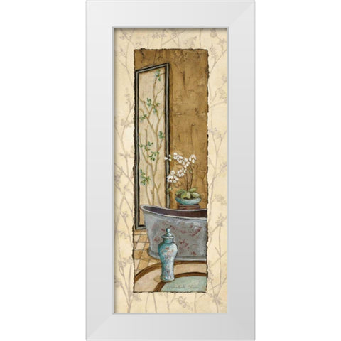 Oriental Bath I White Modern Wood Framed Art Print by Olson, Charlene