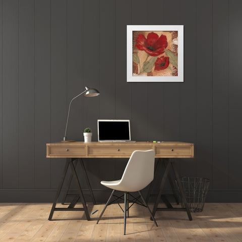 Amapola Roja I White Modern Wood Framed Art Print by Luer, Pamela