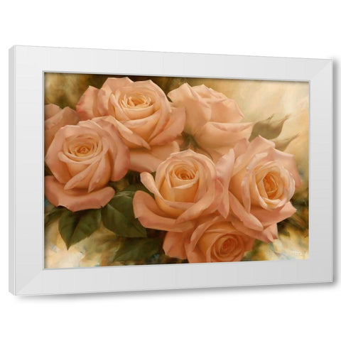 Peach Rose Splendor II White Modern Wood Framed Art Print by Levashov, Igor
