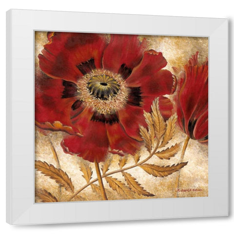 Red Poppy White Modern Wood Framed Art Print by Henson, Richard