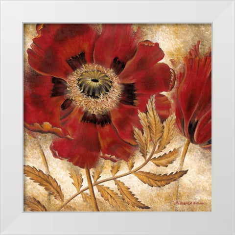 Red Poppy White Modern Wood Framed Art Print by Henson, Richard