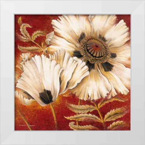 White Poppy White Modern Wood Framed Art Print by Henson, Richard
