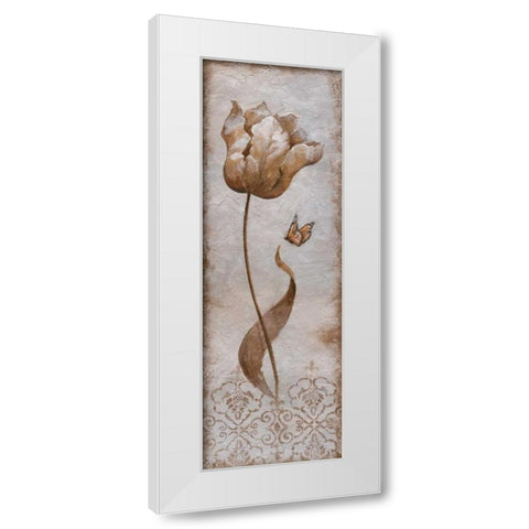 Tulip and Butterfly I White Modern Wood Framed Art Print by Nan