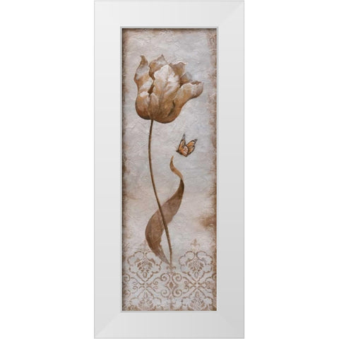 Tulip and Butterfly I White Modern Wood Framed Art Print by Nan