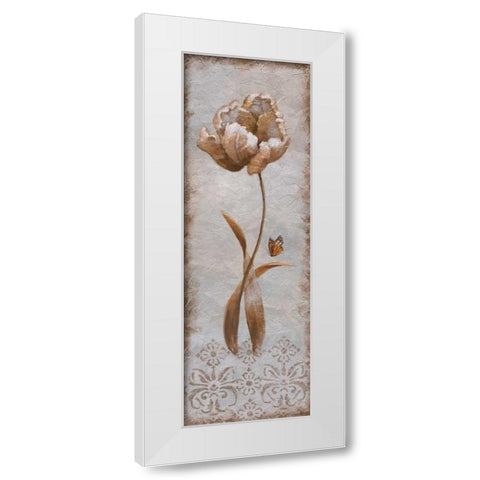 Tulip and Butterfly II White Modern Wood Framed Art Print by Nan