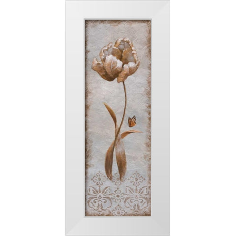 Tulip and Butterfly II White Modern Wood Framed Art Print by Nan