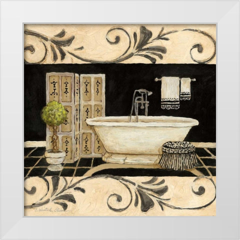 Ebony and Ivory Bath I White Modern Wood Framed Art Print by Olson, Charlene