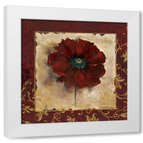 Poppy White Modern Wood Framed Art Print by Henson, Richard