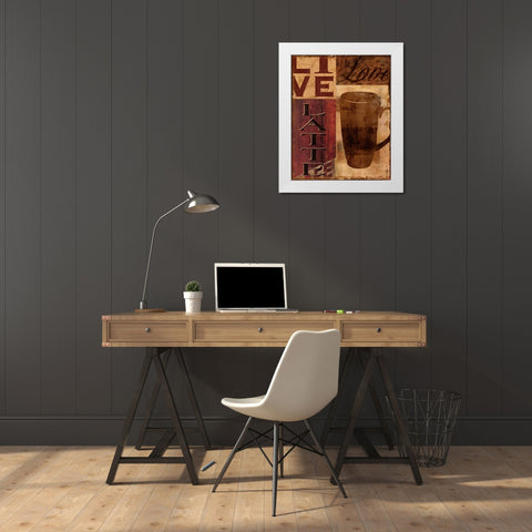 Live Love Latte White Modern Wood Framed Art Print by Donovan, Kelly