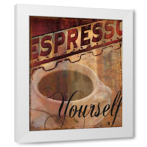 Espresso Yourself White Modern Wood Framed Art Print by Donovan, Kelly