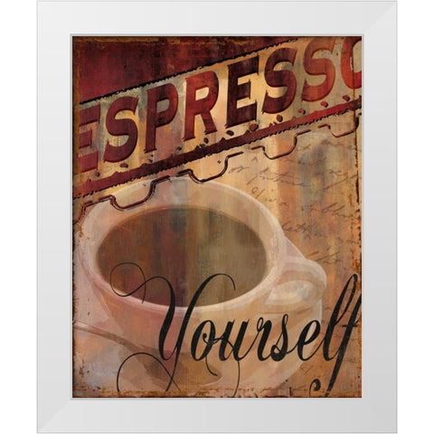 Espresso Yourself White Modern Wood Framed Art Print by Donovan, Kelly