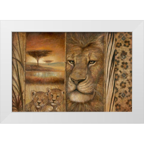 Africas Tapestry White Modern Wood Framed Art Print by Manning, Ruane