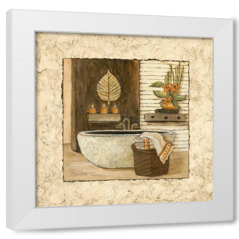 Feng Shui Bath I White Modern Wood Framed Art Print by Olson, Charlene