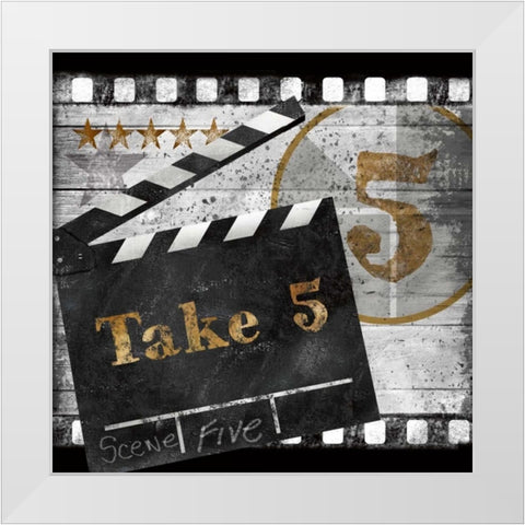 Take Five White Modern Wood Framed Art Print by Knutsen, Conrad