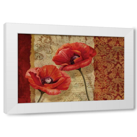 Poppy Flourish White Modern Wood Framed Art Print by Knutsen, Conrad