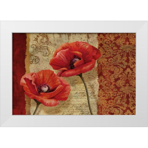 Poppy Flourish White Modern Wood Framed Art Print by Knutsen, Conrad
