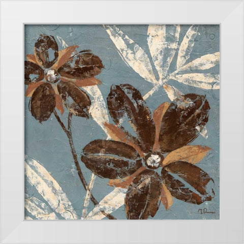 Flowers on Denim III White Modern Wood Framed Art Print by Donovan, Maria