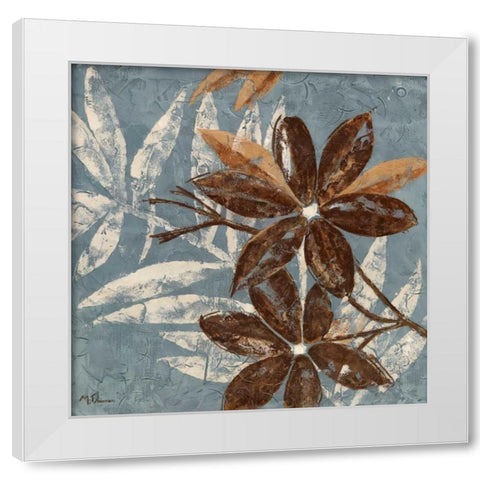 Flowers on Denim IV White Modern Wood Framed Art Print by Donovan, Maria