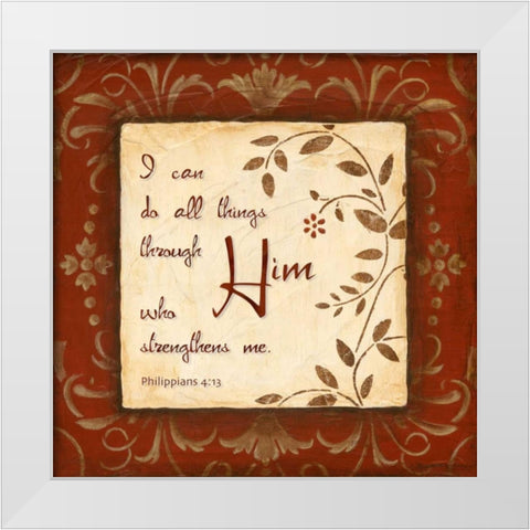 Through Him White Modern Wood Framed Art Print by Tava Studios